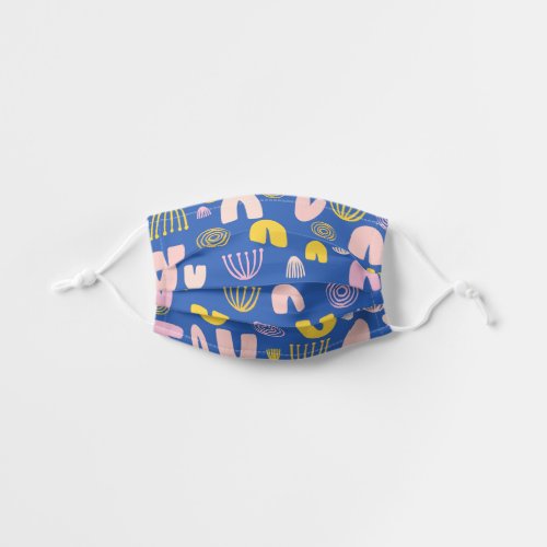Colorful Abstract Shapes Collage Design in Blue  Kids Cloth Face Mask