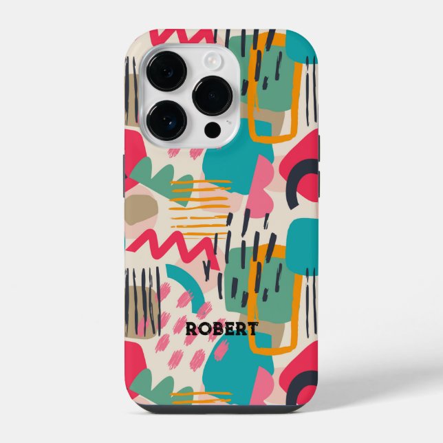 Colorful abstract shapes grunge pattern iphone case (Back)