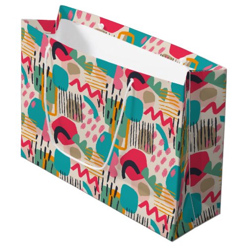 Colorful abstract shapes grunge pattern large gift bag