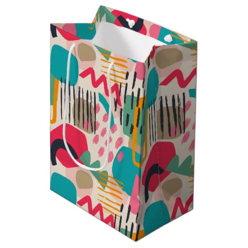 Colorful abstract shapes grunge pattern medium gift bag