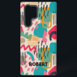 Colorful abstract shapes grunge pattern samsung galaxy s22 ultra case<br><div class="desc">Colorful shapes and swirly lines grunge pattern with a white background. Optional monogram.</div>