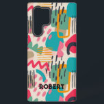 Colorful abstract shapes grunge pattern samsung galaxy s22 ultra case<br><div class="desc">Colorful shapes and swirly lines grunge pattern with a white background. Optional monogram.</div>