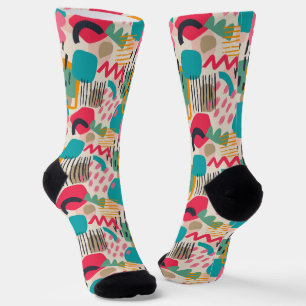 Colorful abstract shapes grunge pattern socks