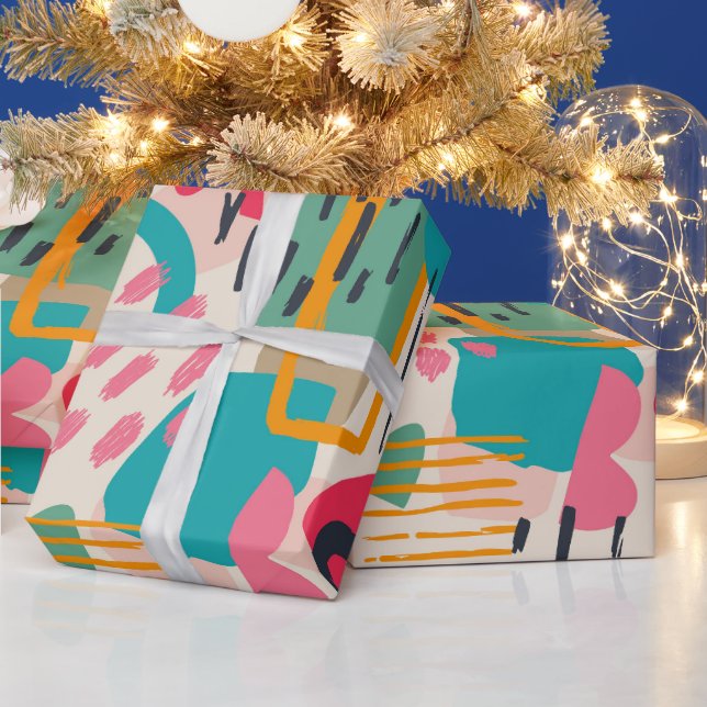 Colorful abstract shapes grunge pattern wrapping paper (Holidays)