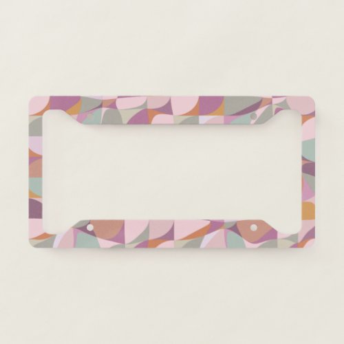 Colorful Abstract Shapes in Plum Earth Tones  License Plate Frame