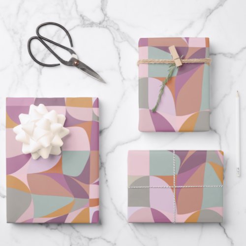 Colorful Abstract Shapes in Plum Earth Tones  Wrapping Paper Sheets