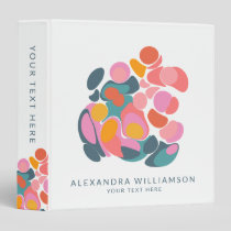 Colorful Abstract Shapes in Teal Pink and Yellow   3 Ring Binder