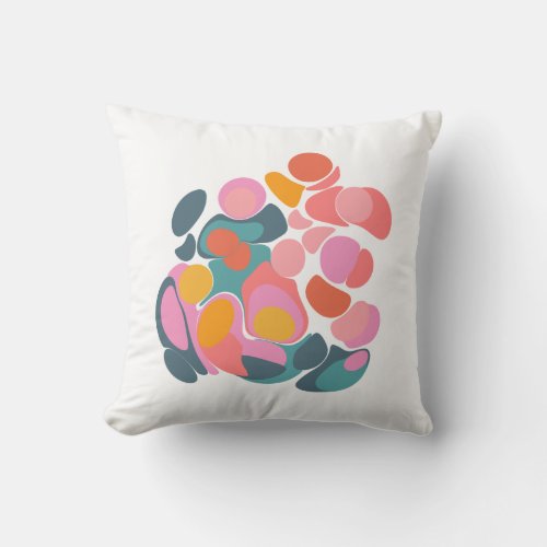 Colorful Abstract Shapes in Teal Pink and Yellow  Throw Pillow