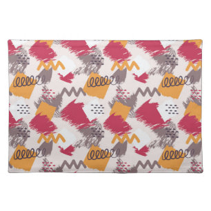Colorful Abstract Shapes, Lines & Dots Cloth Placemat