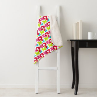 Colorful Abstract Shapes Modern Sherpa Blanket
