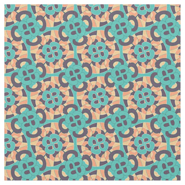 Colorful abstract shapes pattern fabric (Close Up)
