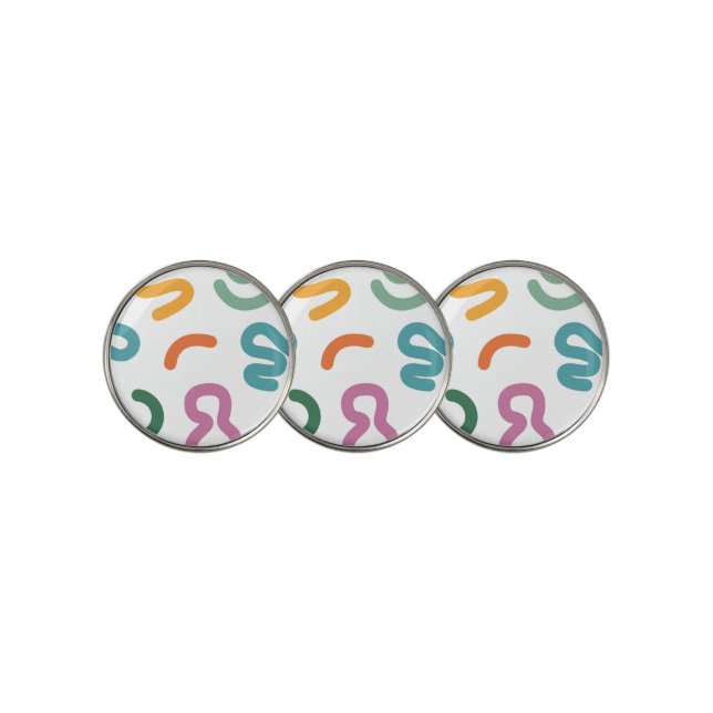 Colorful Abstract Shapes Pattern Golf Ball Marker (3 Up)