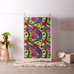 Colorful abstract shapes psychedelic art fabric