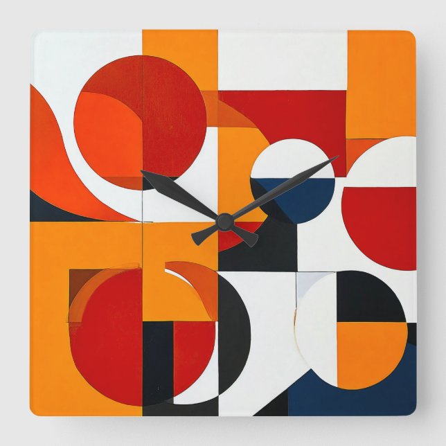 Colorful Abstract shapes Square Wall Clock (Front)