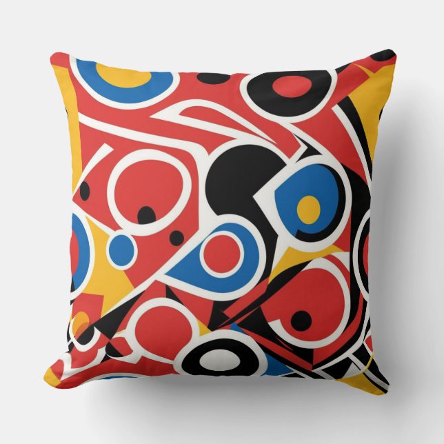 Colorful Abstract Shapes Throw Pillow (Front)
