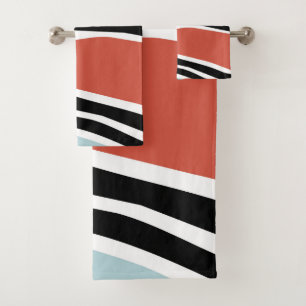 Colorful abstract shapes with zebra print design bath towel set