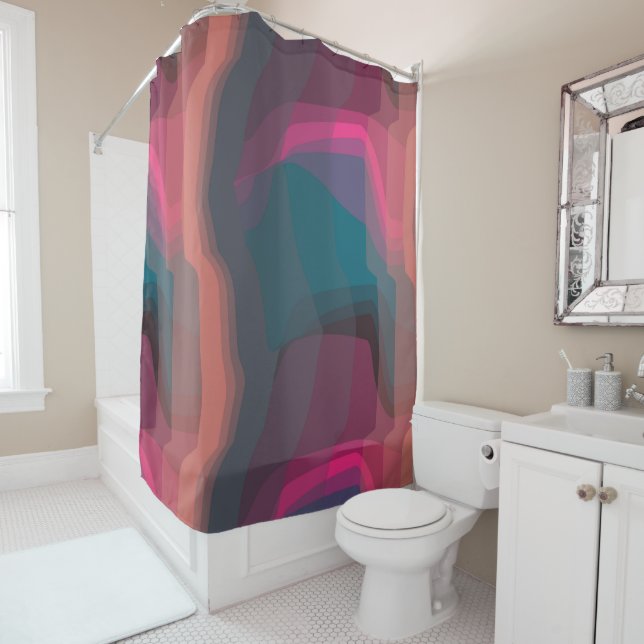 Colorful Abstract Shower Curtain (In Situ)