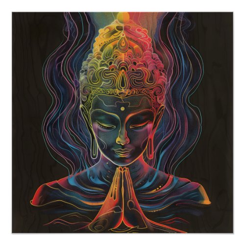 Colorful Abstract Siddhartha Gautama Glossy Art Poster