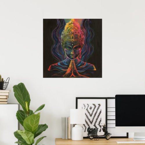 Colorful Abstract Siddhartha Gautama Matte Art Poster