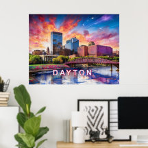 Colorful Abstract Skyline of Dayton, Ohio