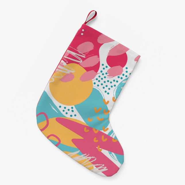 Colorful Abstract Small Christmas Stocking (Front (Hanging))