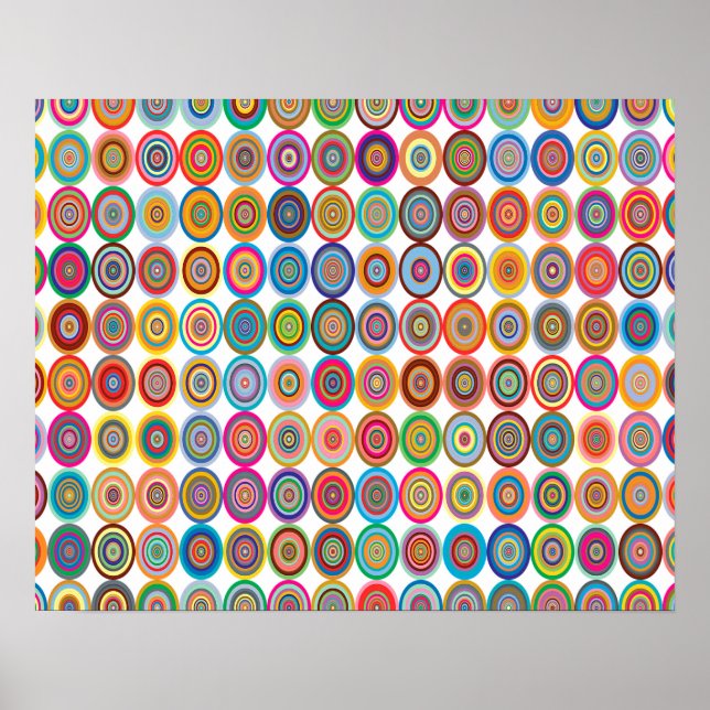 Colorful Abstract Small Concentric Circles Art Poster (Front)