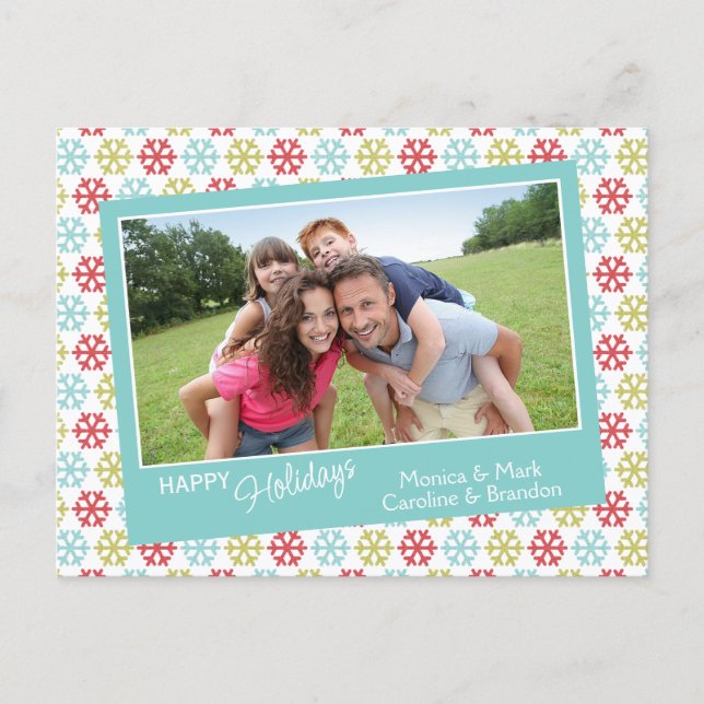 Colorful Abstract Snowflakes Happy Holidays Season Postcard (Front)