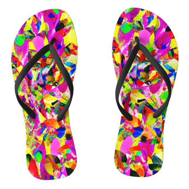 Colorful Abstract Spectrum Pattern Flip Flops (Footbed)
