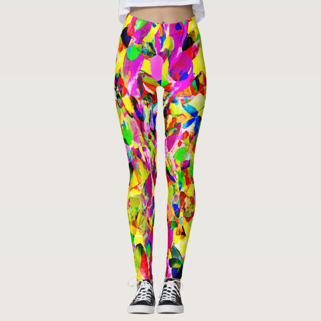 Colorful Abstract Spectrum Pattern Leggings (Front)