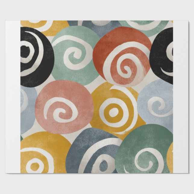 Colorful Abstract Spiral Wrapping Paper | Modern A (Flat)