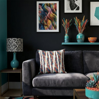 Colorful Abstract Spiraling Icicle Design Throw Pillow