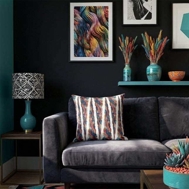 Colorful Abstract Spiraling Icicle Design Throw Pillow (Throw Pillow)