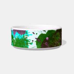 Colorful Abstract Splatter Paint Green and Purple Bowl