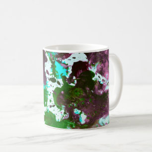 Colorful Abstract Splatter Paint Green and Purple Coffee Mug
