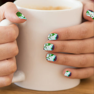 Colorful Abstract Splatter Paint Green and Purple  Minx Nail Art