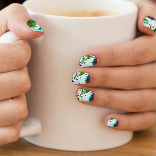 Colorful Abstract Splatter Paint Green and Purple  Minx Nail Art
