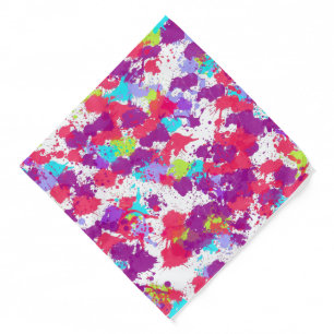 Colorful Abstract Splatter Paint, Red and Purple Bandana