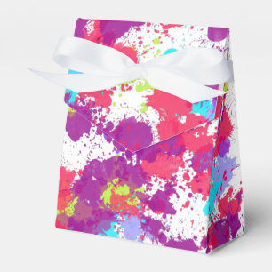 Colorful Abstract Splatter Paint, Red and Purple Favor Boxes