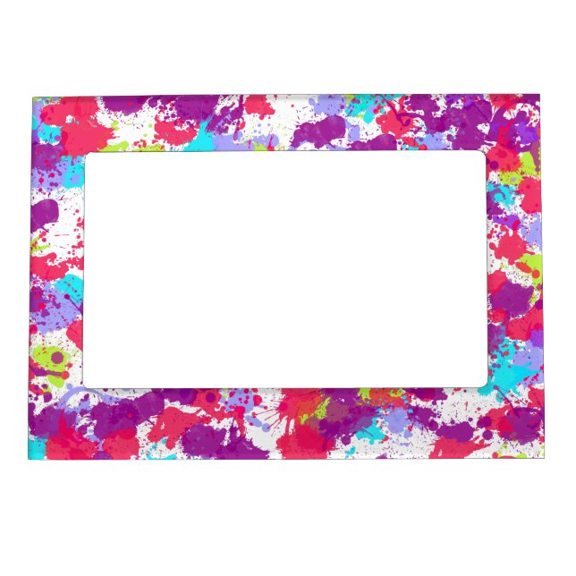 Colorful Abstract Splatter Paint, Red and Purple Magnetic Frame (Front)