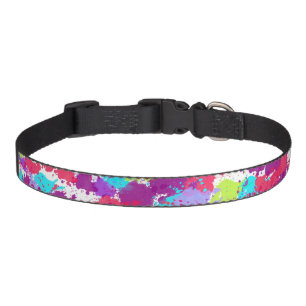 Colorful Abstract Splatter Paint, Red and Purple Pet Collar