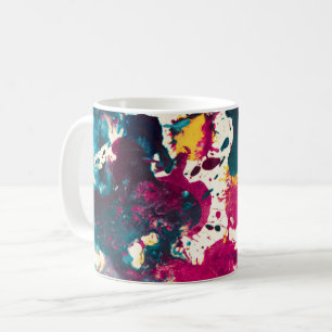 Colorful Abstract Splatter Paint Teal and Magenta Coffee Mug