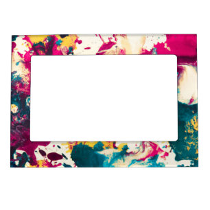 Colorful Abstract Splatter Paint Teal and Magenta Magnetic Frame