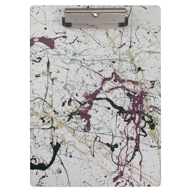 Colorful Abstract Splatter Painting Clipboard (Front)