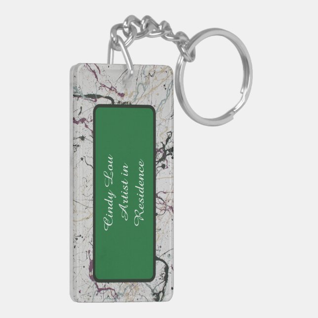 Colorful Abstract Splatter Painting Keychain (Back Left)