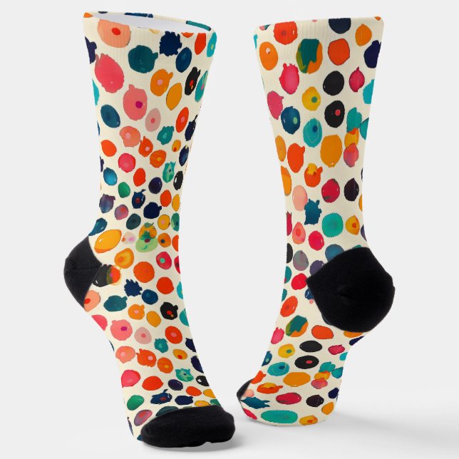 Colorful Abstract Splatters Socks (Angled)
