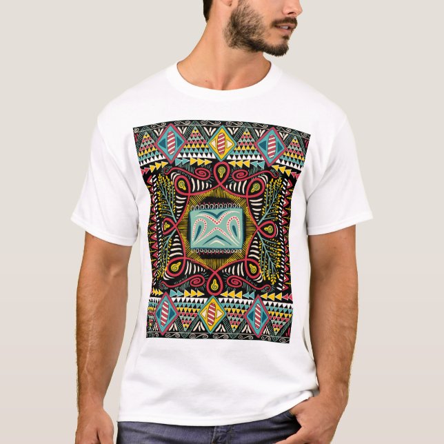 Colorful abstract: square pocket design. T-Shirt (Front)