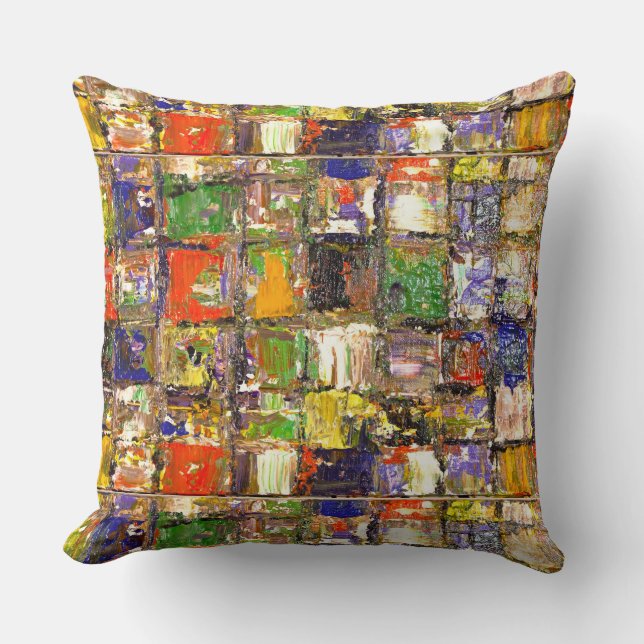 Colorful Abstract Square Throw Pillow (Front)