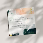Colorful Abstract Square Wedding Invitation<br><div class="desc">This colorful abstract square wedding invitation is perfect for your unique modern boho wedding. Hand-painted with textured brush marks of dark emerald green,  peach,  and mustard,  all overlayed with a minimalist transparent square,  it's sure to give your occasion a simple yet rustic bohemian feel.</div>