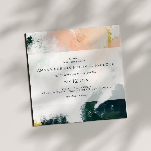 Colorful Abstract Square Wedding Invitation