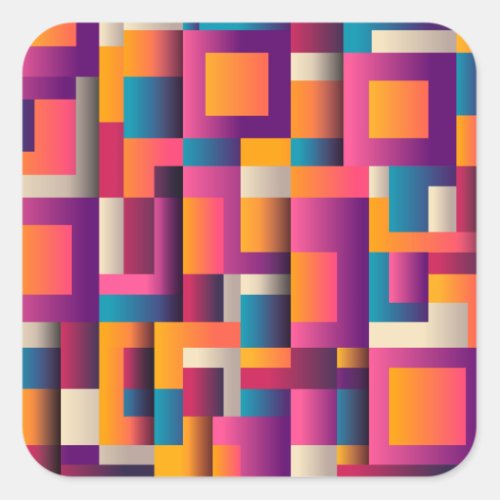 Colorful Abstract Squares and Geometric Shapes Square Sticker